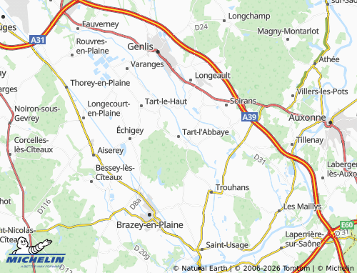 MICHELIN Tart-l'Abbaye map - ViaMichelin