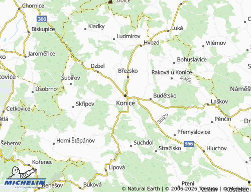 Mapa MICHELIN Konice - ViaMichelin