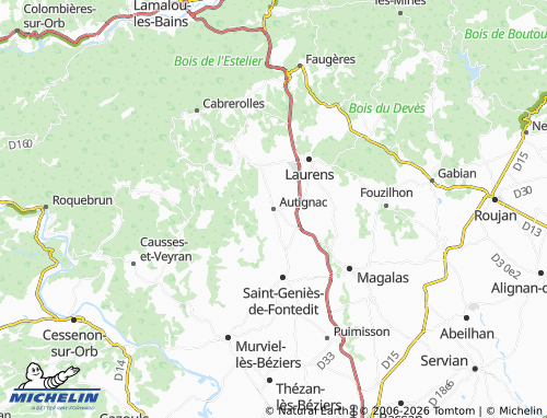 MICHELIN Autignac map - ViaMichelin