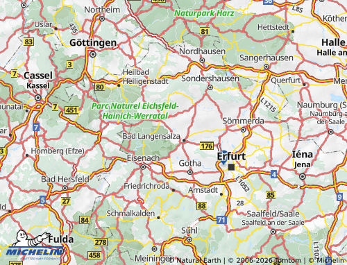 MICHELIN Unstrut-Hainich-Kreis map - ViaMichelin