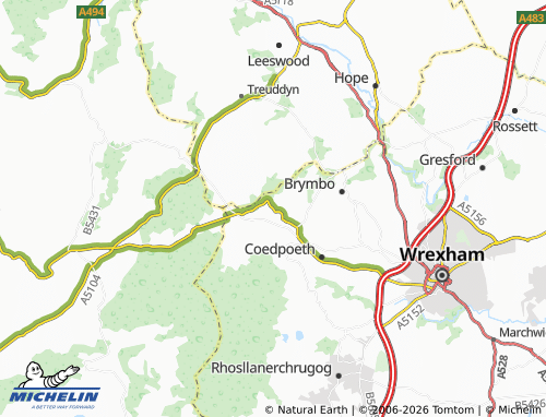 Mappa MICHELIN Bwlchgwyn - ViaMichelin