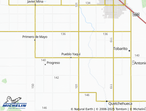 MICHELIN Zona Urbana Ejidal, Pueblo Yaqui map - ViaMichelin