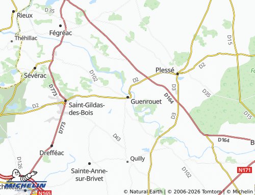 Mapa MICHELIN Guenrouet - ViaMichelin