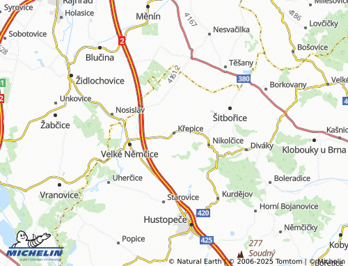 Kaart MICHELIN Křepice - ViaMichelin