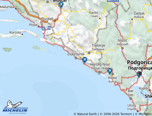MICHELIN County of Dubrovnik-Neretva map - ViaMichelin