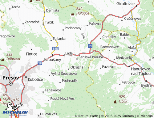 MICHELIN Šarišská Poruba map - ViaMichelin