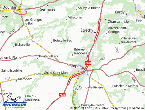 MICHELIN Brières-les-Scellés map - ViaMichelin