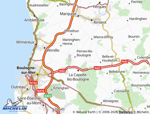 Carte MICHELIN Pernes-lès-Boulogne - ViaMichelin