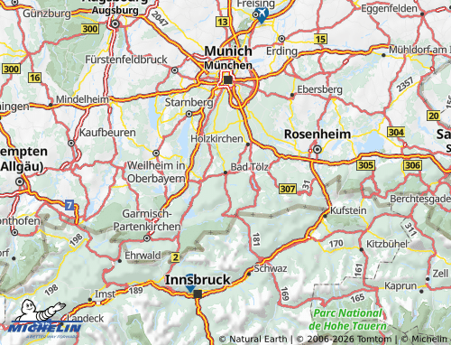Mapa MICHELIN Bad Tölz-Wolfratshausen - ViaMichelin