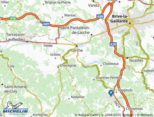 MICHELIN-Landkarte Saint-Cernin-de-Larche - ViaMichelin
