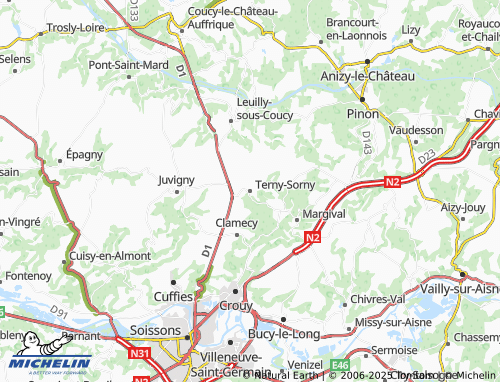 MICHELIN Terny-Sorny map - ViaMichelin