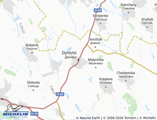 Mappa MICHELIN Dynivtsi - ViaMichelin