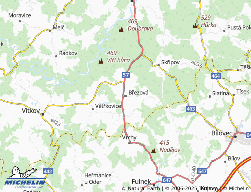Carte MICHELIN Březová - ViaMichelin