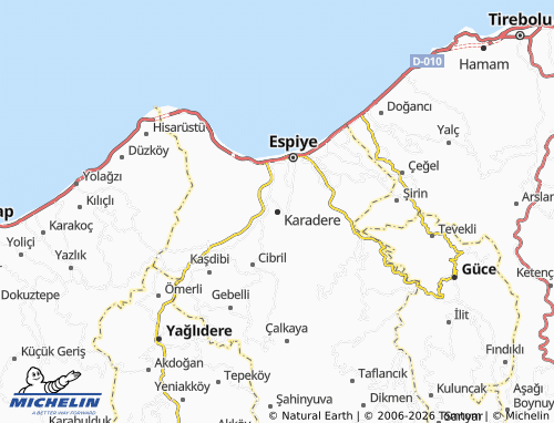 MICHELIN Karadere map - ViaMichelin
