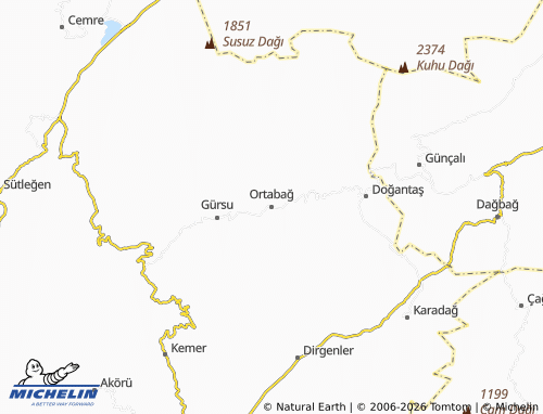 MICHELIN Ortabağ map - ViaMichelin