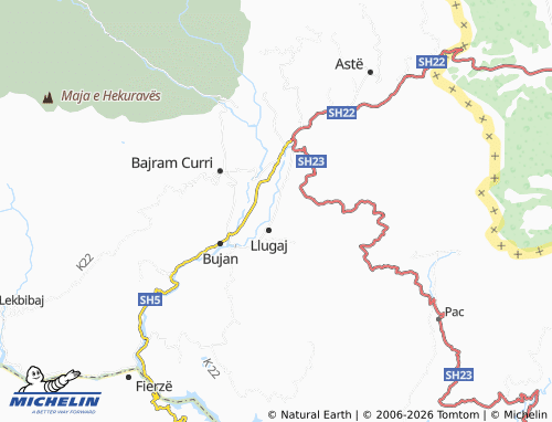 MICHELIN Llugaj-Rragam map - ViaMichelin