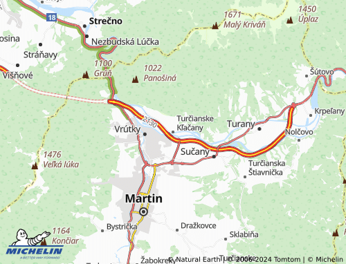 MICHELINLandkarte Turčianske Kľačany ViaMichelin