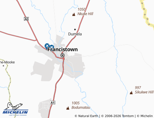 Mapa MICHELIN Francistown Outlying 2 - ViaMichelin