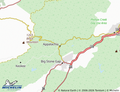 Kaart MICHELIN Appalachia - ViaMichelin