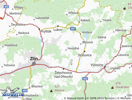 Mappa MICHELIN Hvozdná - ViaMichelin