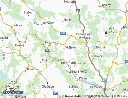 MICHELIN Vítějeves map - ViaMichelin