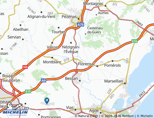 Mapa MICHELIN Saint-Thibéry - ViaMichelin