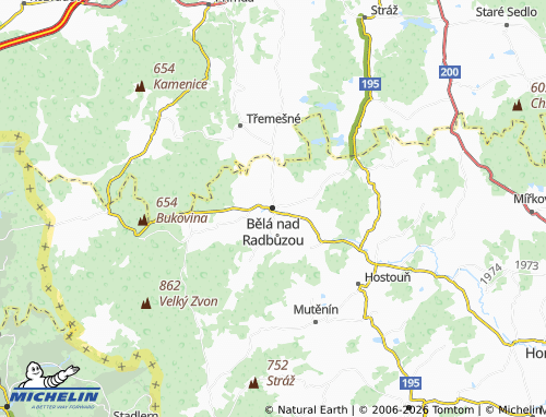 MICHELIN Bělá nad Radbůzou map - ViaMichelin