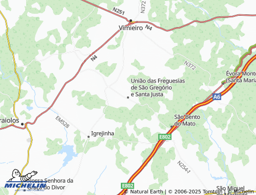 Mapa MICHELIN União das Freguesias de São Gregório e Santa Justa - ViaMichelin