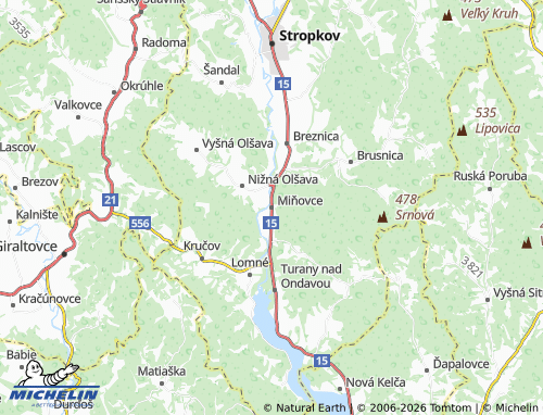 MICHELIN-Landkarte Miňovce - ViaMichelin