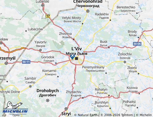 Mappa MICHELIN Lvivska oblast - ViaMichelin