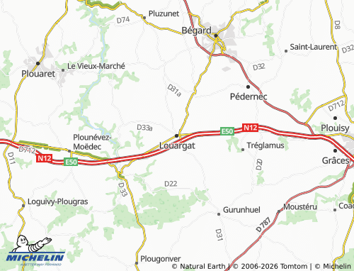 MICHELIN Louargat map - ViaMichelin