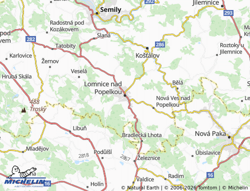 Kaart MICHELIN Lomnice nad Popelkou - ViaMichelin