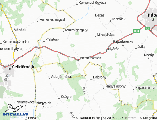 MICHELIN Nemesszalók map - ViaMichelin