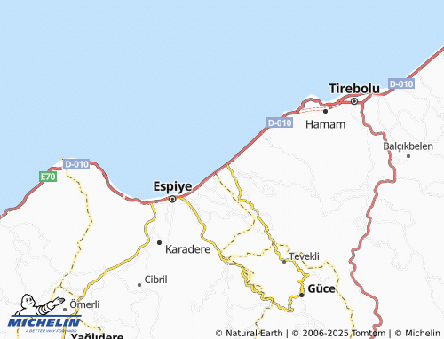 MICHELIN Düzköy map - ViaMichelin