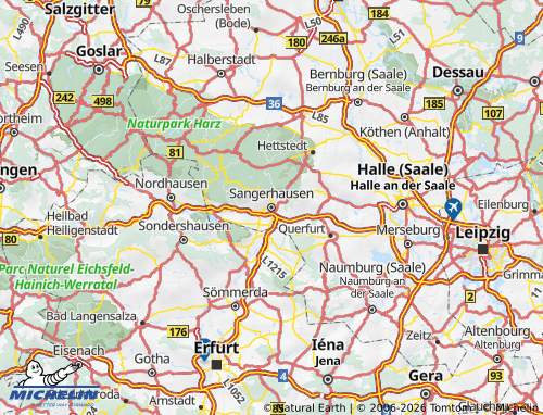MICHELIN Mansfeld-Südharz map - ViaMichelin
