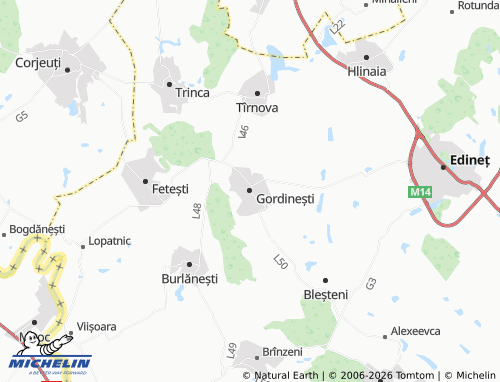 Mappa MICHELIN Gordinești - ViaMichelin