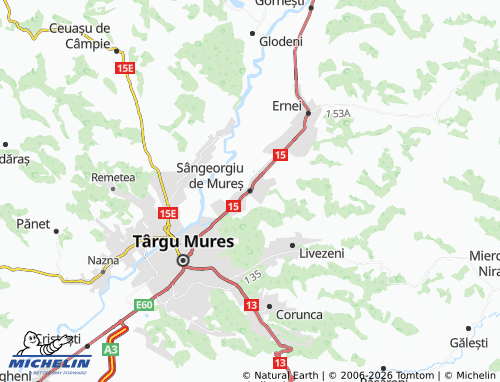 MICHELIN Sângeorgiu de Mureș map - ViaMichelin