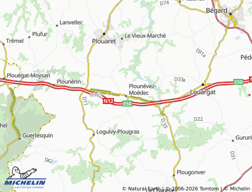 MICHELIN Plounévez-Moëdec map - ViaMichelin