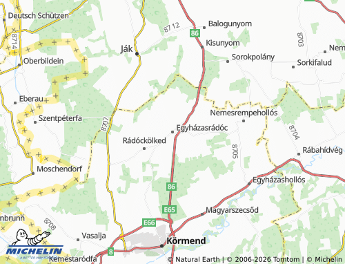 MICHELIN Egyházasrádóc map - ViaMichelin