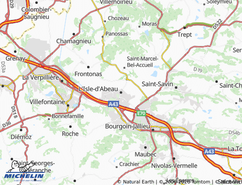 Carte MICHELIN L'Isle-d'Abeau - ViaMichelin