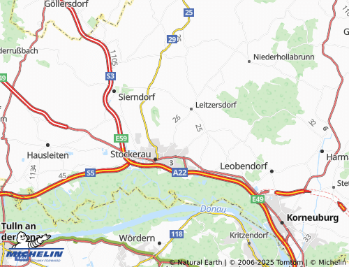 Carte MICHELIN Stockerau Leitzersbrunn - ViaMichelin
