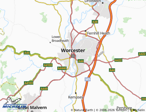 Carte MICHELIN Worcester - ViaMichelin