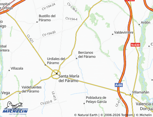 Mapa MICHELIN Bercianos del Páramo - ViaMichelin