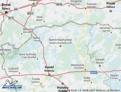MICHELIN Kamin-Kashyrskyi raion map - ViaMichelin