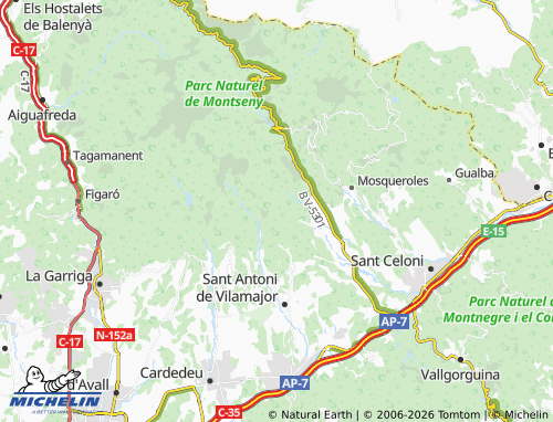 Carte MICHELIN Refugis del Montseny - ViaMichelin