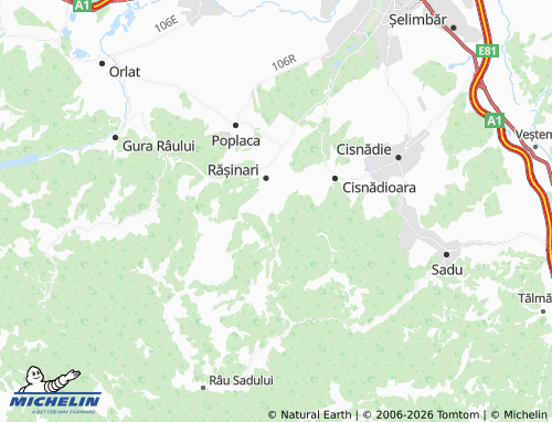 MICHELIN Prislop map - ViaMichelin