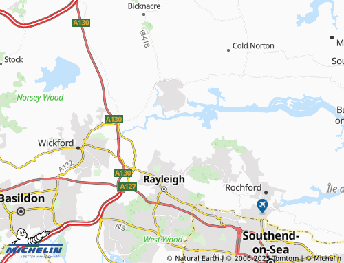 MICHELIN-Landkarte Hullbridge - ViaMichelin