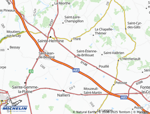 MICHELIN Saint-Étienne-de-Brillouet map - ViaMichelin