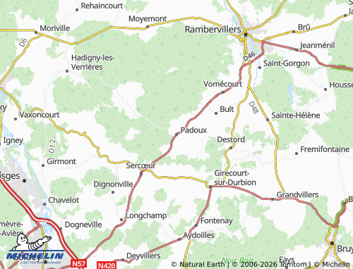 Mapa MICHELIN Padoux - ViaMichelin