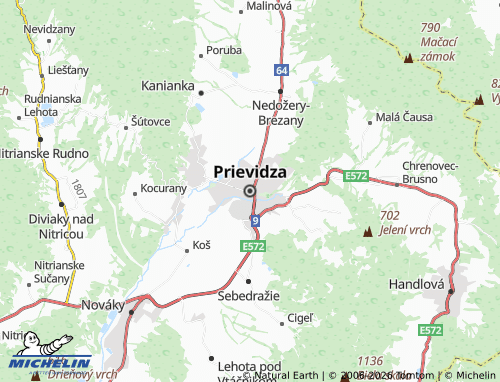MICHELIN Prievidza map - ViaMichelin